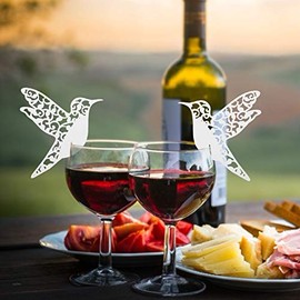 GOTOTOP Paquete de 50 Tarjetas de Nombre de Colibrí de Marfil Cortadas con Láser para Mesa de Boda de Pájaro, Decoración de Recepción de Nombre de Mesa Personalizada, Tarjetas de Invitados de(Blanco)