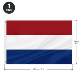 ASUNO Netherlands Flag 90 × 150 CM Polyester Dutch National Banner with 2 Brass Grommets Double Side Vivid Color Fade Resistant for Outside Garden Lawn Patio
