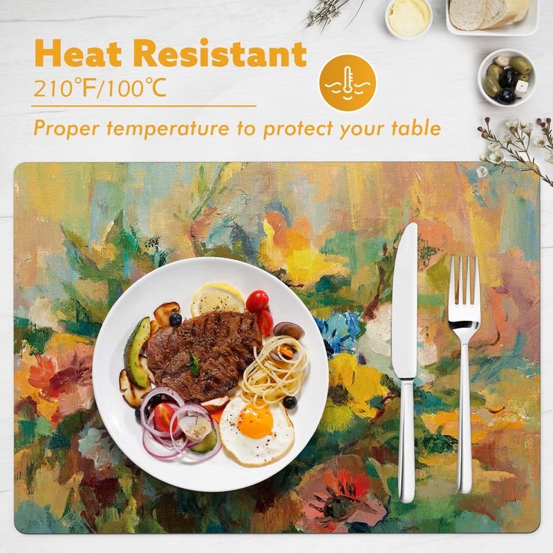 Painting Placemats Set of 6, Heat Resistant Place Mats for