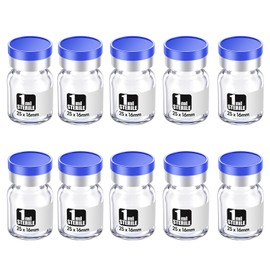 Biocomma 1ml 10pcs Sterile Empty Vial with Plastic Aluminum Flip Off Caps，Penicillin Bottle 13mm Crimp Top Sterile Transparent Borosilicate Lab Sample Vial (Transparent)
