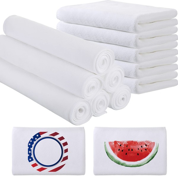 Sublimation Blank Towels DIY Microfiber Kitchen Towels 32x12 Inch White Thick Dish Drying Towel Tea Towel Absorbent Soft Polyester Towel for Sublimation Bathroom Kitchen Cleaning Supplies (6 Pieces)