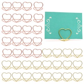 Pack of 40 Place Card Holders Heart Shape Photo Holders for Weddings Party Anniversary Party Office Desk