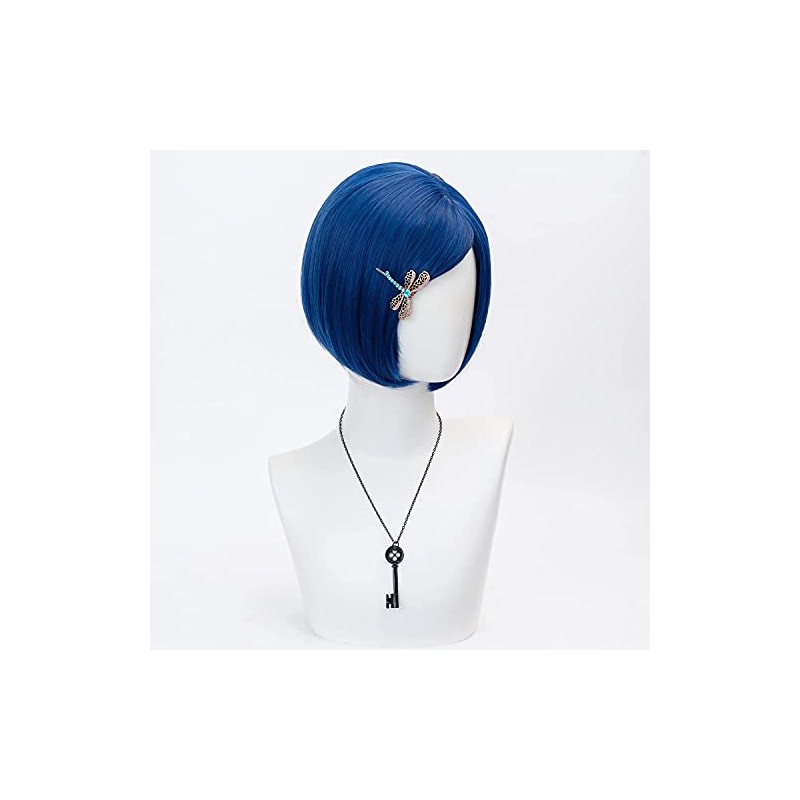 Pelucas azul oscuro con flequillo para mujer Peluca corta Bob