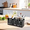 Küchenutensilienhalter Schwarz – 3-Fach Besteck Organizer aus Acryl, Behälter für