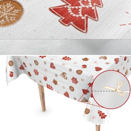 Washable Christmas Oilcloth Tablecloth 220 x 140 cm Cut Edge New Year's Eve Oilcloth
