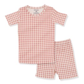 AVAUMA Baby Boys Girls Pajama Set 6M-7T Kids Toddler Snug fit Pattern Design Pjs Cotton Sleepwear (Check_Short Pink JM)