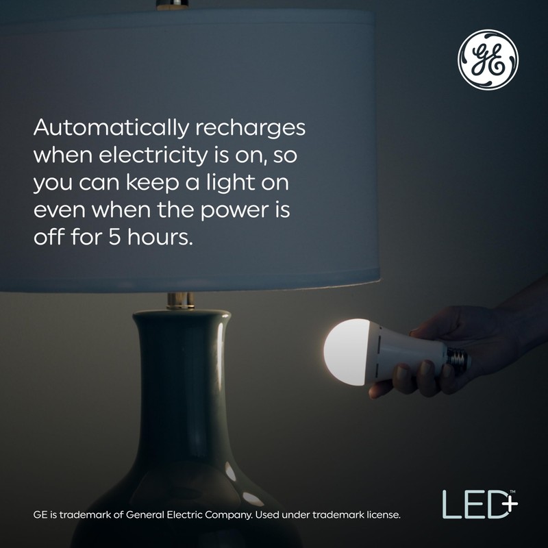 GE Lighting LED+ Backup Battery Indoor Flood Light Bulb, Rechargeable,