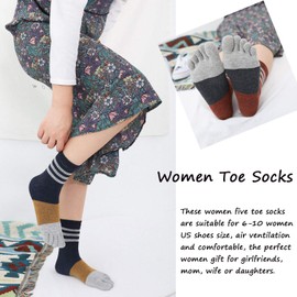 Women's Toe Sock Woman Ankle Five Finger Sock Cotton Athletic Running Toe Sox for Girls 5 Pairs