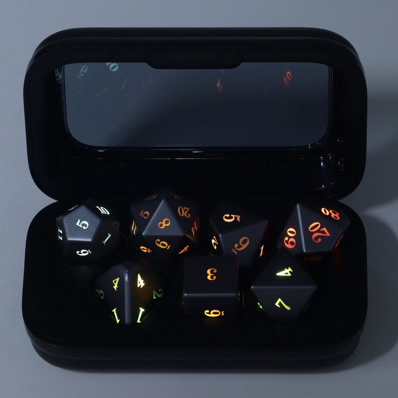 7 Pcs LED Dice Set Red Blue Yellow Green Glowing