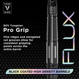 Viper Black Flux 90% Tungsten Professional Steel or Soft Tip Conversion Dart Set, 20 Grams, Black/Silver