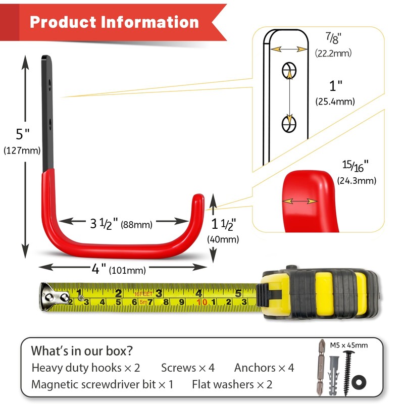 SunVFaFa Heavy Duty Garage Hooks, Heavy Duty Wall Hooks, J