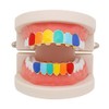 canjoyn Rainbow Grillz Vampire Fangs 6 Teeth Top Bottom Set