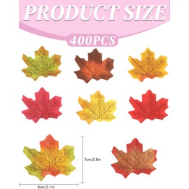 WUNZILO 400 Pieces 8 Colours Artificial Maple Leaves Decoration Autumn Leaves Artificial Autumn Leaves Maple Leaves Autumn Decoration Wedding Party Christmas Birthday