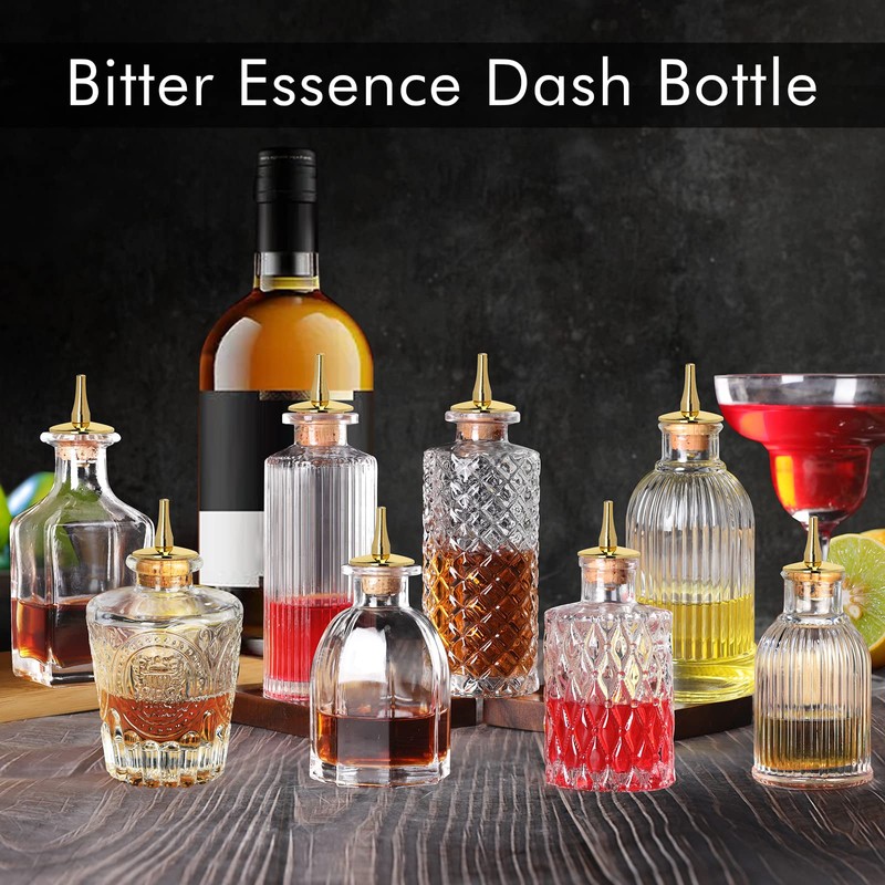 SuproBarware GLass Bitters Bottle 8pcs Set for Cocktail with Zinc