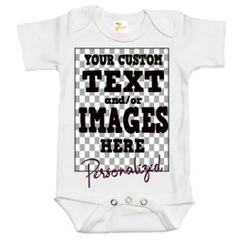 Laughing Giraffe Customized One-Piece Baby Bodysuit Romper for Boys and Girls (6-12 Months, White)