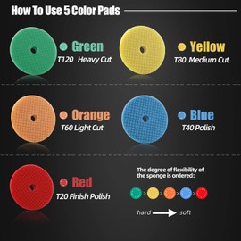 SPTA - Kit de pulido de taladros, 11 almohadillas para orejas de pulido de 3 pulgadas, almohadilla de pulido de espuma de coche, kit de almohadillas para orejas de pulido, kit de pulidor de pulidor de