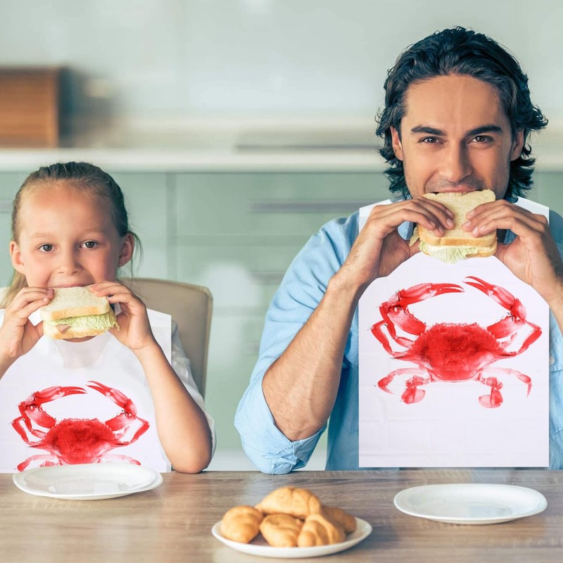 iplusmile Pack of 100 Disposable Apron Lobster Bibs in Restaurant