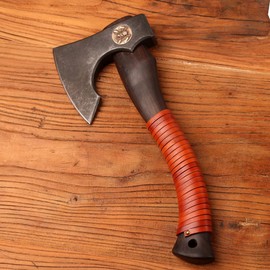 Hand Forged DC53 Steel Viking Axe with Sheath Ebony Wood Handle Camping Hatchet Throwing Axe Splitting Hatchet