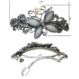 Set of 3 3 Styles Butterfly/Flower Barrette 0053OW0014jet0052Aqua-3