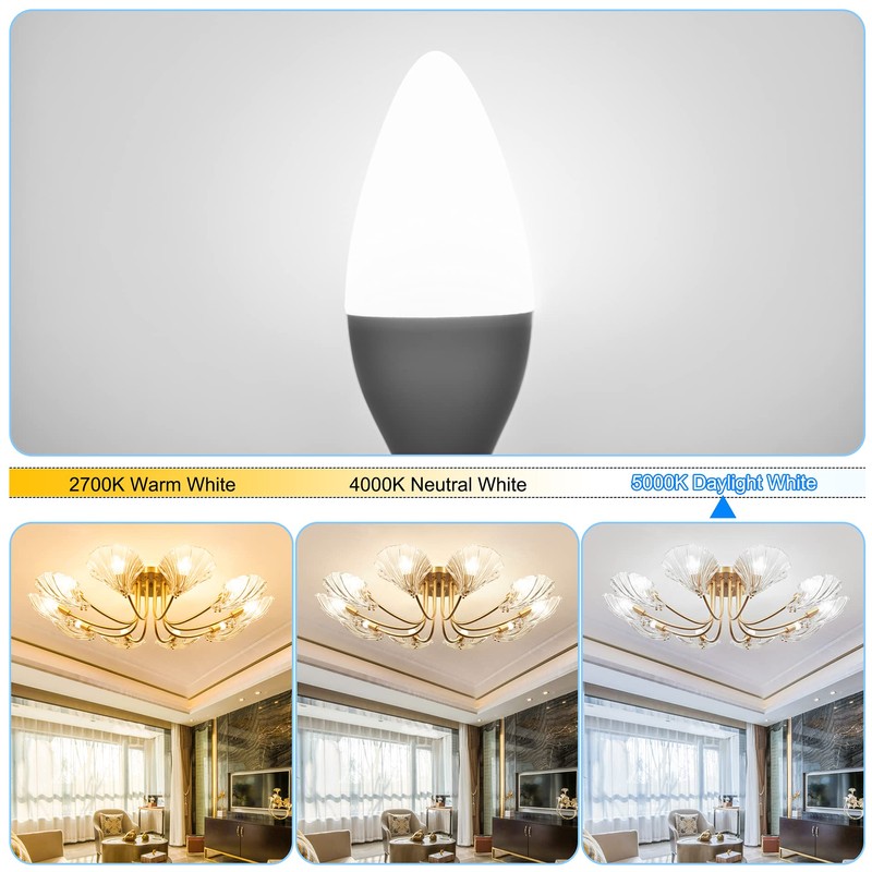 comzler 6W Candelabra LED Bulb, Small Base E12 LED Bulb