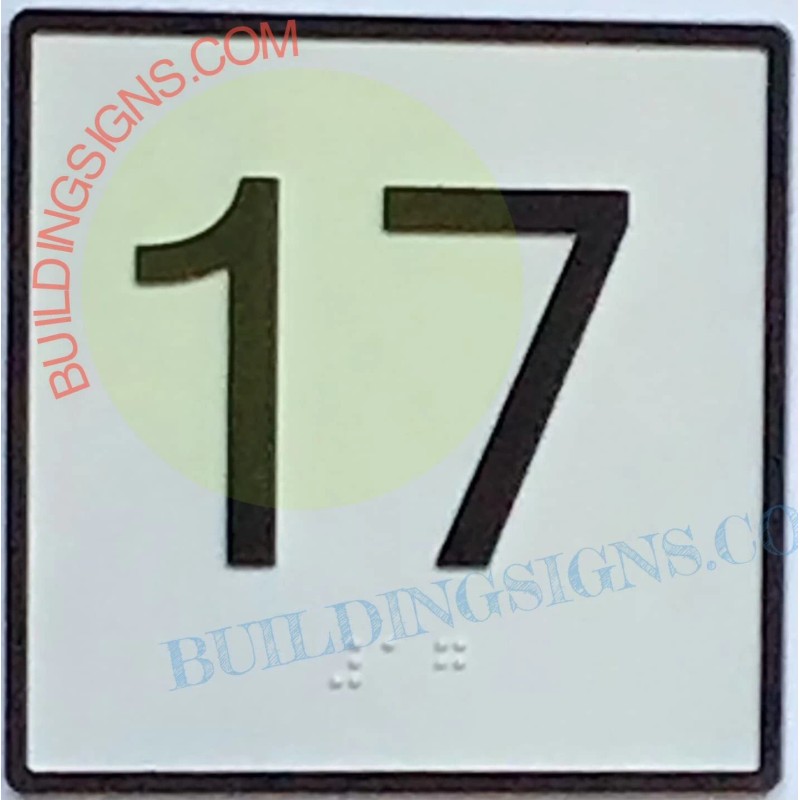 BuildingSigns.com Elevator Floor Number 17 Sign- Elevator JAMB Plate Floor