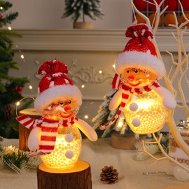 Christmas Decoration Light, LED Christmas Decor, Transparent Holiday Doll Christmas Decorations for Table Desk Shelf Mantle