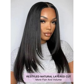 22 Inch 12A 9X6 Max Part Wear And Go Glueless Wig Human Hair For Black Women,200% Density Straight Lace Front Wig Human Hair Friendly To Beginners Can Be Dyed & Bleached With Small Knots Natural Black