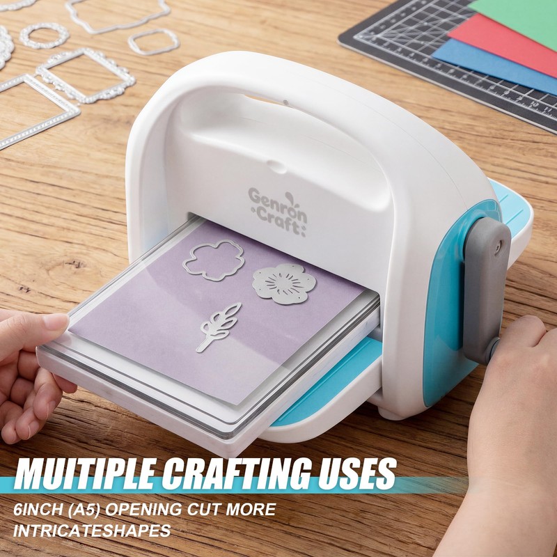 Manual Die Cutting Machine for Card Making, 6in Openning(Blue)
