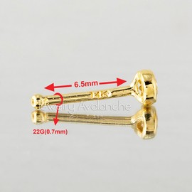 Solid 14K Yellow Gold Ball-end Stud Bezel Set 2mm Tanzanite 22G Nose Bone Nose Stud - December Birthstone Nose Ring Stud NBBZ-TZN20YG