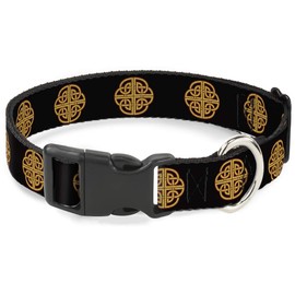Buckle-Down PC-W32972-M Dog Collar Plastic Clip Buckle-Celtic Knot Black/Burgundy/Gold-1" X 11-17"