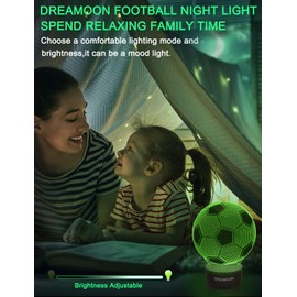DREAMOON Football Gifts for Boys, Football Night Light for Kids Girls, 3D Football Lamp, 16 Colours Change & Remote Control, 6 7 8 9 10 Year Old Boy Birthday Gifts Bedroom Accessories Decor