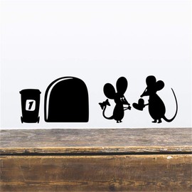 ufengke Wall Sticker Mouse Hole Skirting Board Wall Art Sticker Wall Sticker for Children's Room Living Room Bedroom Black