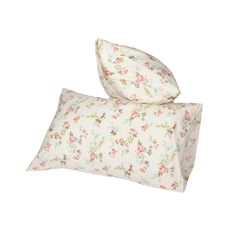 Queen Bed Pillow Pillowcases, 100% Cotton Floral Pattern Breathable Pillow
