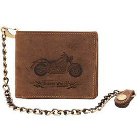 'Wallet G1796 Bike Wallet with license Slot and Chain horizontal Leather Greenburry