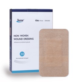 JJZEN KEAR 3"X5" 30 PCS Extra Large Sterile Nude Island Dressing Bandage for Wound - Self-Adhesive Boarded Gauze Pads - Latex Free - Medical Grade (Nude, 3"X5"- 30PCS)