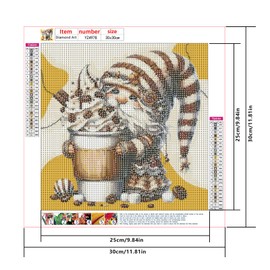 SHEGZHUC Diamond Painting Gnome Coffee Ice Cream 30 x 30 cm Diamond Painting Gnome Coffee Diamond Painting Coffee Dwarfs Mosaic Diamond Painting Art Embroidery Cross Stitch Pictures Gift Wall