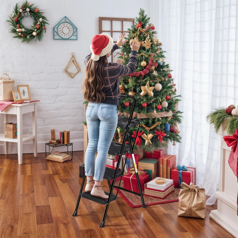 SEGAWE 3 Step Ladders Folding Step Stool Anti-Slip Pedals Compact