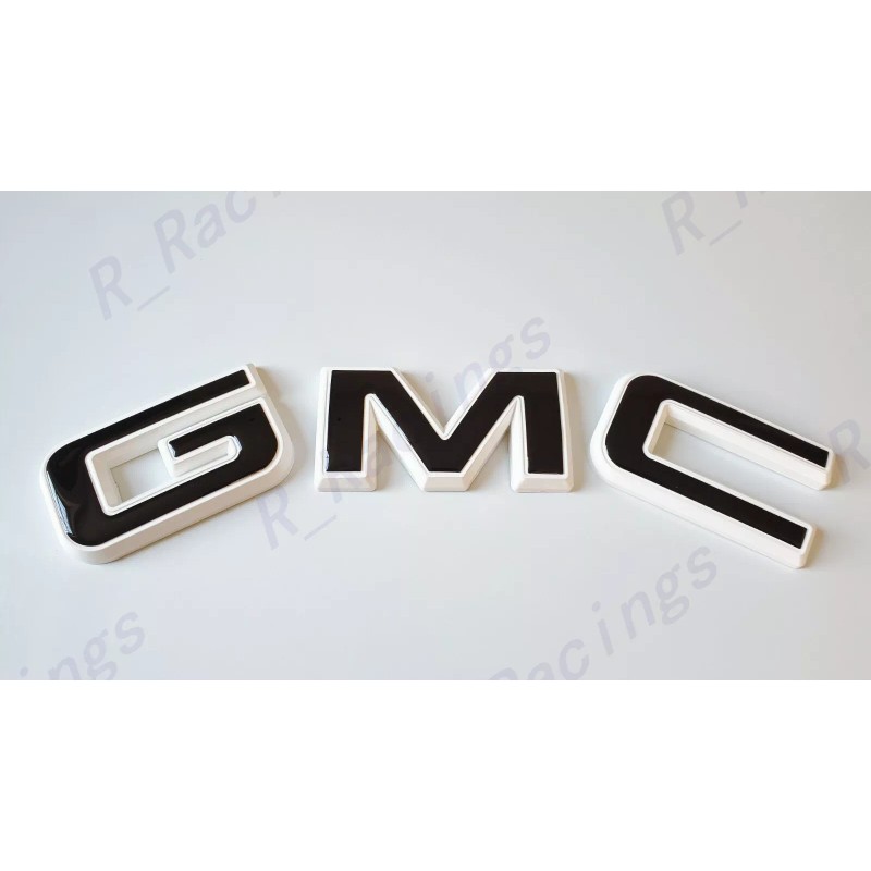 Auto Front GMC White Black Emblem Overlay 2019-2025 GMC Sierra