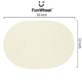 FunWheat Oval Braided Placemats Set of 4 Table Mats for Dining Tables Washable Heat Resistant Place Mats for Indoor Outdoor Use 12 x18 Inch(Oval Beige, 4pcs)