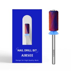 AIRSEE Tungsten Carbide Acrylic Nail Drill Bit Super Cut Bit Efile Electric File Machine Head Tip for Manicure Polishing Art Remove Gel Professional 3/32" Beginner Safety Crystal Top Barrel Medium