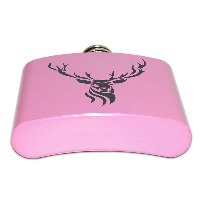 Hip Flask Pink with Deer Antlers, 6 oz | Gift