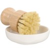 Bamboo Scrub Brushes with Ceramics Holder Mini Palm Scrub Brush