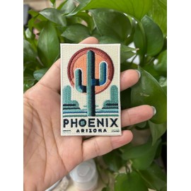 Vagabond Heart Phoenix Patch - Phoenix Arizona Iron On Travel Badge - Saguaro Cactus Souvenir