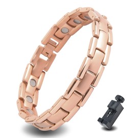 はち Titanium Magnetic Bracelets for Women Lymph Detox Full Energy Power Magnets Bracelet for Couples 3500 Guass Jewelry(Rose Gold)