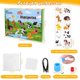 Homgaty Fuse Beads Kit, 10 Colors 10mm Iron Beads for Kids with Pegboards Tweezers Ironing Papers Keyrings Fuse Bead Craft Kit for Boys Girls DIY Crafts