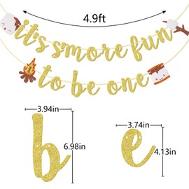 It's S'more Fun to Be One Banner, pancarta temática de campamento para el primer cumpleaños, pancarta de cumpleaños de S'mores para bebé niño y niña, una campista feliz, decoraciones de cumpleaños de