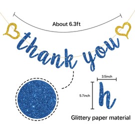 INNORU Thank You Banner Navy Blue Glitter, Wedding Bridal Shower, Thanksgiving Day Party Decorations, Engagement Party Banner, Perfect Wedding Party Decoration Suppllies