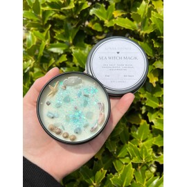 Sea Witch Mermaid Magick Candle | Witchcraft Altar Ritual Spell Ocean Amphitrite Beach Wedding Water Goddess Witchy Crystal Herbal Intention Devotional Gift