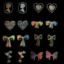 Gold Holographic Sticker Set of 100 Har Transparent Stickers Girls Spirit Vintage Daily Planner Stickers for Scrapbook, Junk Bullet Journals, Laptop, Decor for Children and Adults