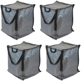 DURASACK Heavy Duty Storage Tote Bag with Zipper Top 22-Gallon Rugged Woven Polypropylene Moving Bag, Reusable Self-Standing Design, Holds up to 500 Pounds, Pack of 4, Gray
